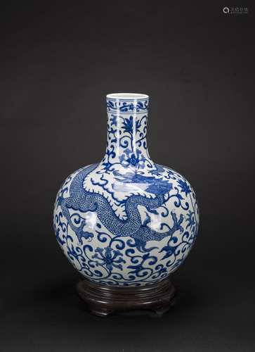 Early 20th Century-A Blue And White ‘Dragon’ Vase