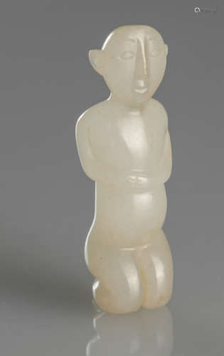 Han-A White Jade Carved Kneel Person