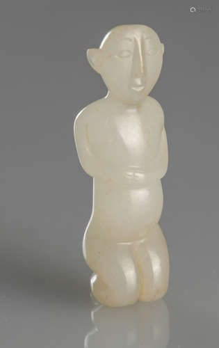 Han-A White Jade Carved Kneel Person