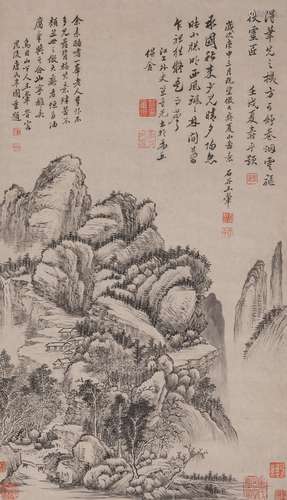 Wang Hui(1632-1717) Landscape Ink On Paper, Hanging Scroll. Signed And Seals