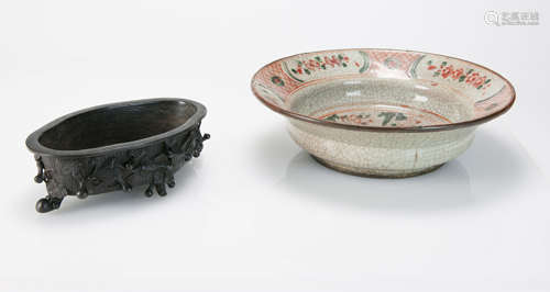 Qing-A Bronze Censer And Porcelain Plate