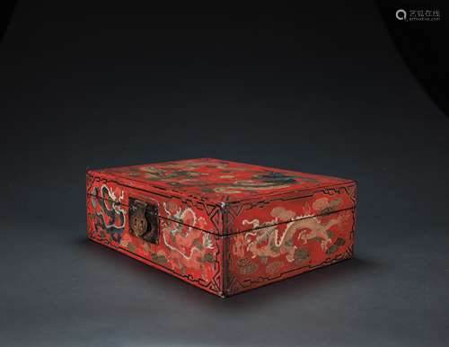 Late Qing / Republic-A Lacquer ‘Dragon and Phoenix’ Box And Cover