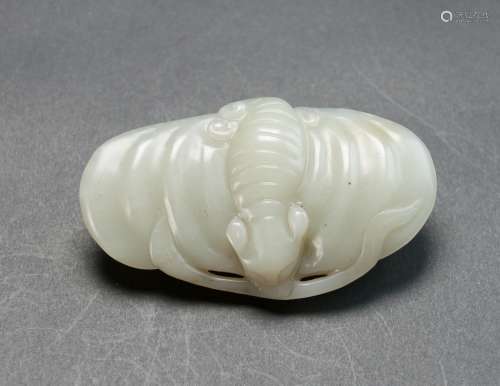 Qing-A White Jade Carved Bat And Coins