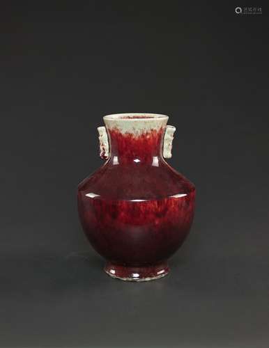 Late Qing-A Oxblood Red Crackle Glazed Vase