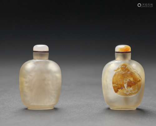 Qing-An Agate Carved ‘Sage On Chess’ Snuff Bottle