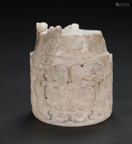 Antique-A White Marble Carved Seal