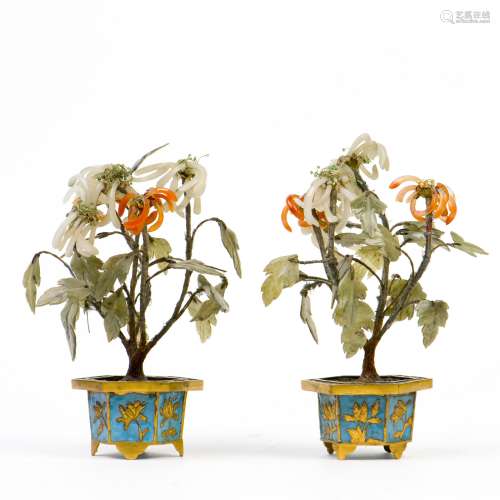 A PAIR OF SMALL CLOISONNE PLANTERS