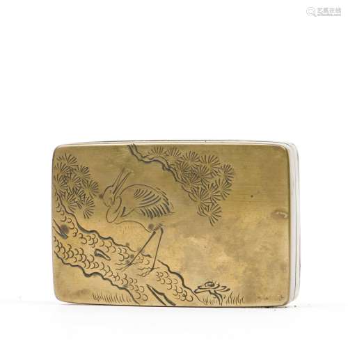 A PINE AND CRANE INK BOX, LATE QING EARLY REPUBLIC PERIOD