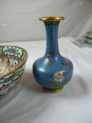 Antique Chinese Bowl and Cloisonne Vase