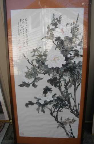 Antique Flower Painting Framed