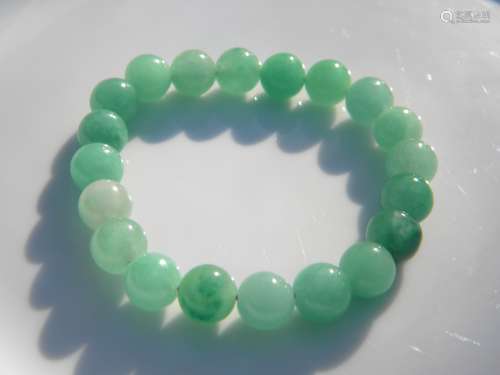 Apple Green Jadeite Round Bead Bracelet