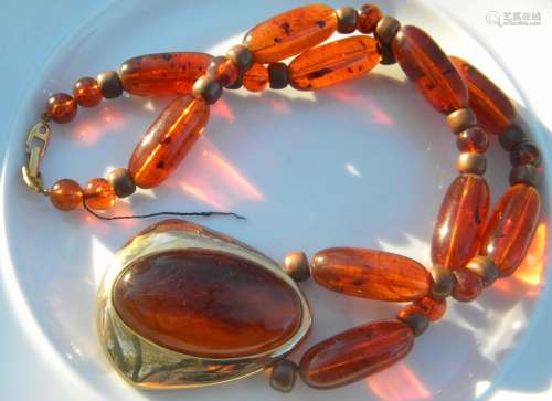 Antique Amber Necklace with pendant