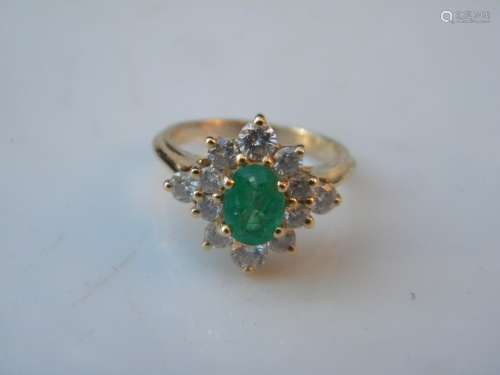 Antique Gold Diamond Emerald Ring