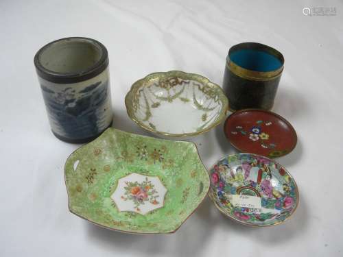 Group of Plates and Chinese Brush Holder