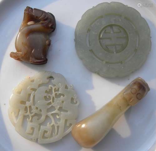 Four Antique Chinese Nephrite Jade