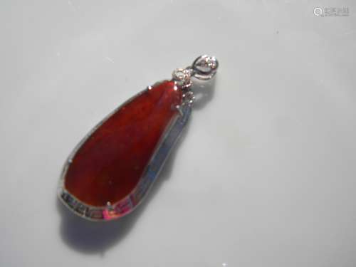 18K Gold Natural Red Jadeite Melon Pendant