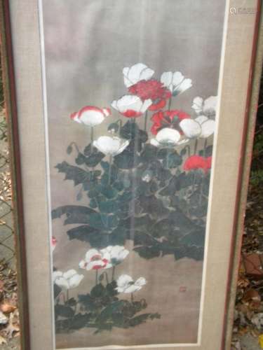 Antique Flower Painting Framed
