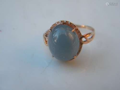 18K Gold Natural Purple Jadeite Ring