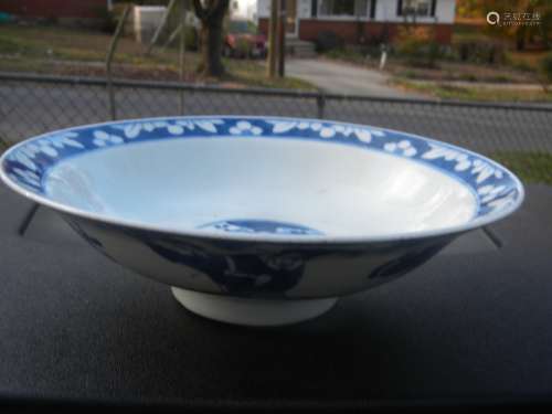 Antique Chinese Blue and White Lucky three Bowl