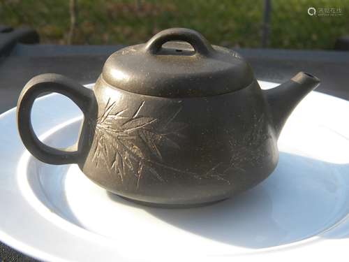 Antique Chinese Yixing Zisha Bamboo Teapot