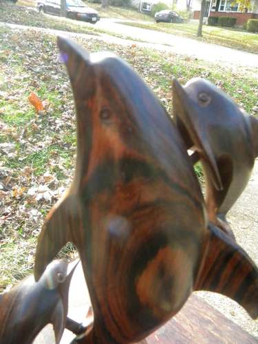 Vintage Rosewood Dorphins Statue