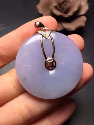 18K Gold Diamond Natural Purple Jadeite Pendant