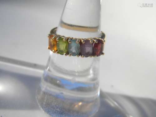 Antique 14K Gold Multi-color Stone Ring