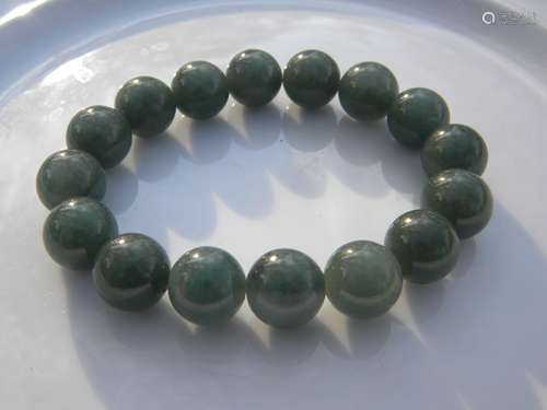 Natural Green Jadeite Bead Bracelet