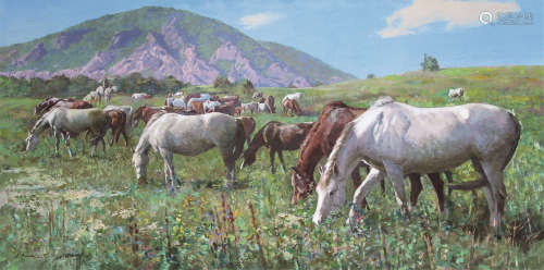 安德烈·雅郎斯基 牧场 镜芯 布面油画