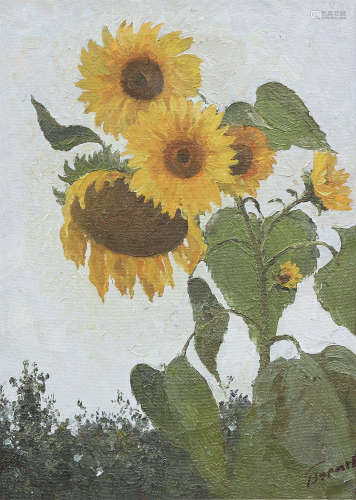 瓦西里·古林 向日葵 镜芯 布面油画