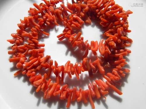 Antique Red Coral Branch Necklace