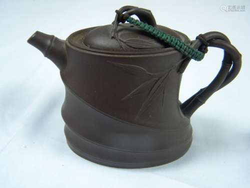 Antique Chinese Yixing Zisha Bamboo Teapot
