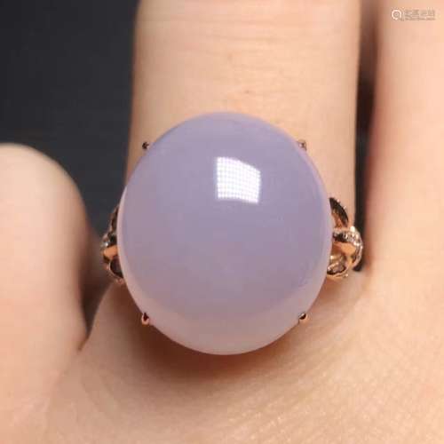 18K Gold Diamond Natural Purple Jadeite Ring