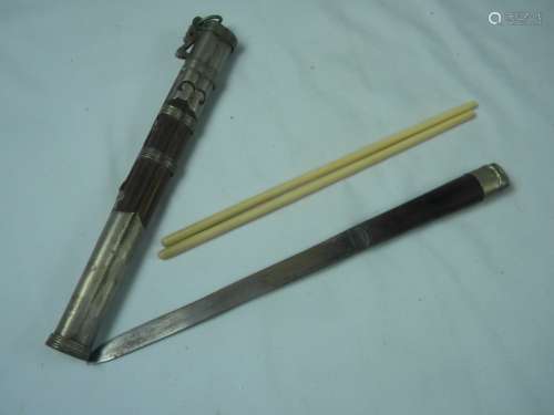 Antique Chinese Travel Chopstick and Knife Set