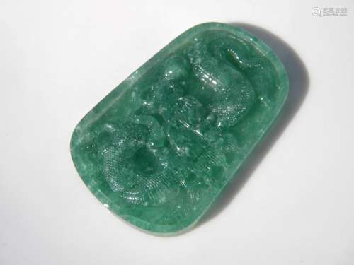 Natural Green Jadeite Dragon Pendant