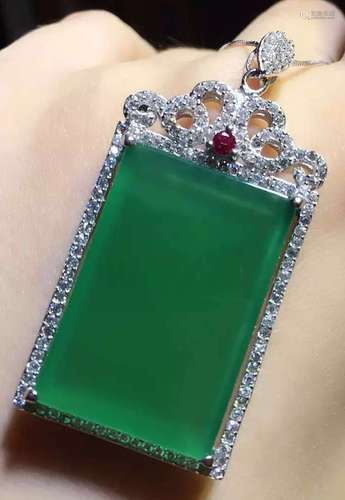 Vintage Silver Green Stone Pendant