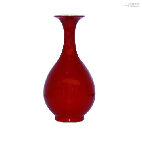 祭红釉玉壶春瓶