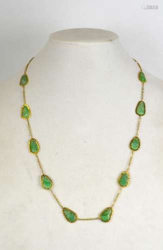 14K Gold Chinese Necklace with Jadeite