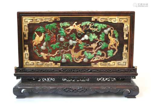 Chinese Carved Zitan Wood Cabinet/Box