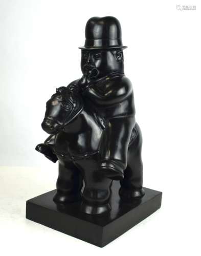 Feranado Botero Bronze Horse with Man