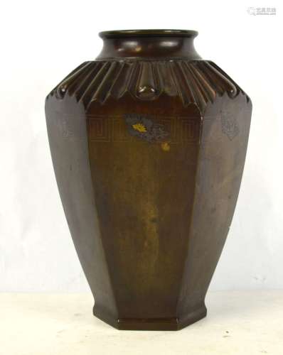 Japanese Hexagonal Bronze Vase