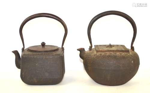 Two Japanese Iron Teapots