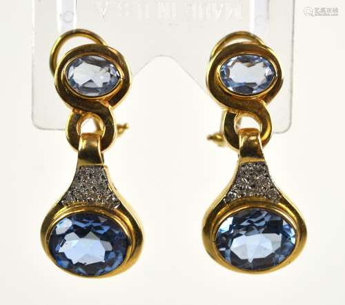 Pr Blue Topaz Gold Earrings