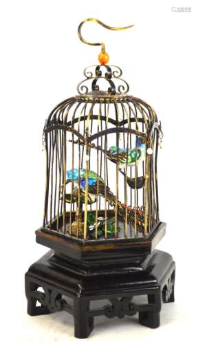 Chinese Silver Enamel Bird Cage