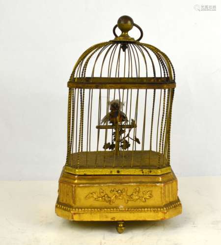 19 Cen. Bronze Singing Birdcage Music Box