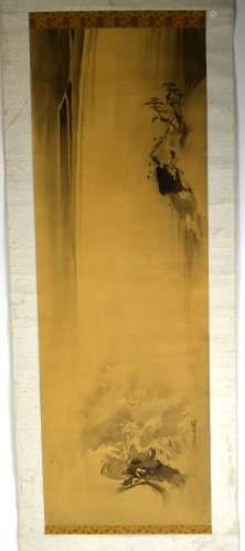 Japanese Makuri Kano Painting Scroll
