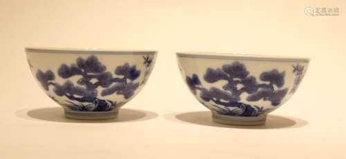 Pr Chinese Blue & White Bowls