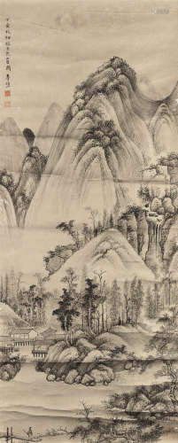 李研山 丁亥（1947年）作 临巨然《山居图》 镜片 设色纸本