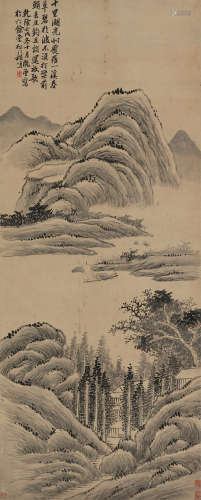程鸣 壬戌（1742）年作 十里湖光图 立轴 设色纸本