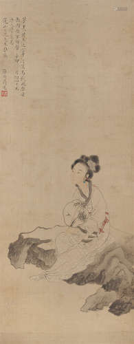 蒋莲 辛卯（1831）年作 美人图 立轴 设色绢本